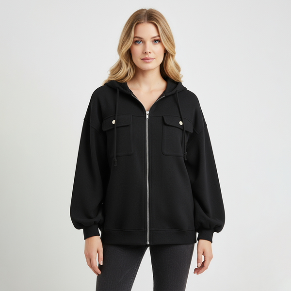 Women’s Winter Jacket | Zipper & Adjustable Hood
